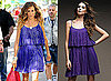 Sarah Jessica Parker Wearing Blue Halston Dress on Sex and the City 2 Set