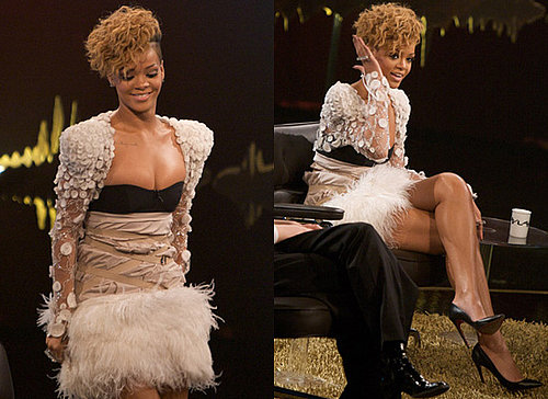 Rihanna on Norwegian TV in Elie Saab and Paule Ka