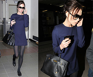 Victoria Beckham in Flat Shoes at LAX Airport