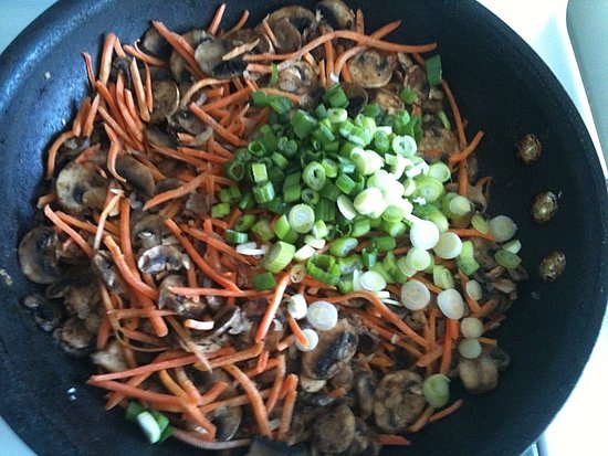 Adding in the Green Onions