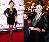 Lindsay Price Wearing Black Lace Blouse and Chain Necklace in Las Vegas