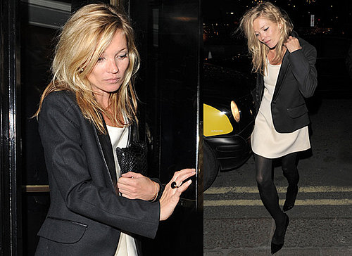 Kate Moss in London in Yves Saint Laurent blazer