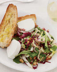 Recipe For Dinner Salad of Bitter Greens With Toasted Almonds and Goat Cheese Recipe For Dinner Salad of Bitter Greens With Toasted Almonds and Goat Cheese