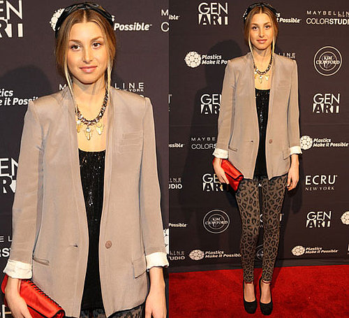 Whitney Port in Leopard Print Leggings at Gen Art's The New Garde Fashion Presentation in NYC