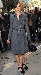 Keira Knightley in a Gray Burberry Trench at the 2010 Laurence Olivier Awards