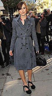 Keira Knightley in a Gray Burberry Trench at the 2010 Laurence Olivier Awards