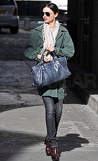 Photo of Miranda Kerr Holding Blue Balenciaga Satchel in Paris