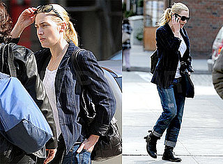 Photos of Kate Winslet Wearing Motorcycle Boots and Jeans in the West Village of NYC
