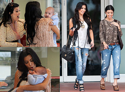 Photos of Kim and Kourtney Kardashian Filming in Miami with Baby Mason Disick
