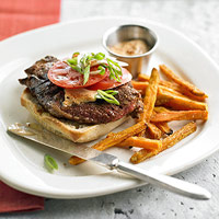 Fast Cajun Steak Sandwich and Sweet Potato Fries Recipe Fast Cajun Steak Sandwich and Sweet Potato Fries Recipe