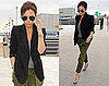 Victoria Beckham Wearing Silk Cargos, Black Blazer, and Ray Ban Aviator Sunglasses