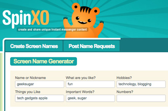 Generate Screen Names With SpinXO