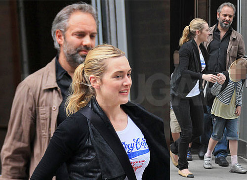 Photos of Separated Couple Sam Mendes and Kate Winslet Taking Children Joe and Mia To School in New York