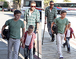 Pictures of David Beckham on Crutches With Cruz and Brooklyn in LA