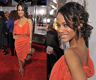 Zoe Saldana Wearing Orange Lanvin Dress