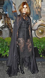 Vogue Paris Editor Carine Roitfeld Wears Black Lace and Cape