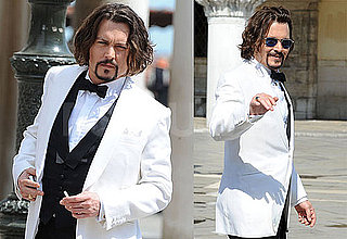 Pictures of Johnny Depp Filming The Tourist in a White Tuxedo