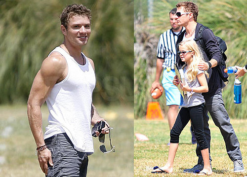 Pictures of Ryan Phillippe Showing Skin at Deacon's Flag Football Game; Quotes From His MacGruber Press Junket