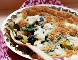 Crustless Leek, Greens, and Herb Quiche Recipe