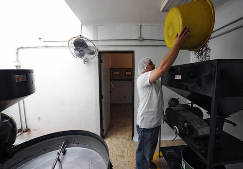 Coffee is ground prior to brewing. Coffee is ground prior to brewing.