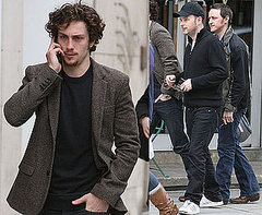 Pictures of Aaron Johnson, James McAvoy with Matthew Vaughn Outside Portland Hospital Where Claudia Schiffer Gave Birth