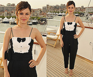 Photos of Rachel Bilson at Cannes Film Festival in Tuxedo Ensemble and Bare Feet