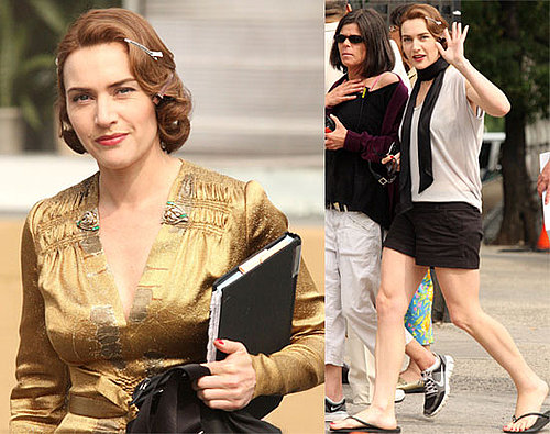 Pictures of Kate Winslet in Costume and Casual on the Mildred Pierce Set