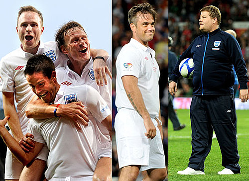 Pictures of Soccer Aid 2010 Match Robbie Williams, James Corden, Olly, Michael Sheen, Gordon Ramsay, Mike Myers, Woody Harrelson 2010-06-07 21:30:49