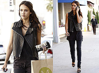 Pictures of Jessica Alba Wearing a Leather Vest in LA