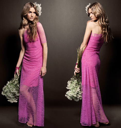 House of Holland Hot Pink Lace Wedding Dress