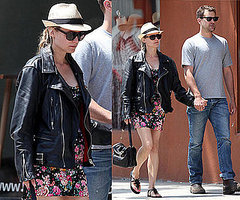 Diane Kruger in Venice Beach Wearing a Floral Dress, Leather Jacket, and Fedora