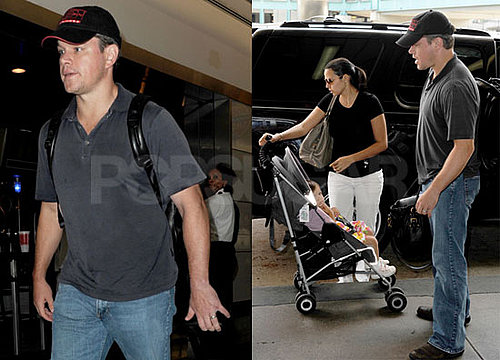 Pictures of Matt Damon at the Airport With His Pregnant Wife Luciana