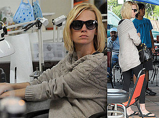 Pictures of January Jones Getting Nails Done in LA