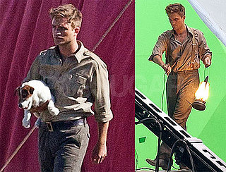 Pictures of Robert Pattinson With a Puppy on the Set of Water For Elephants