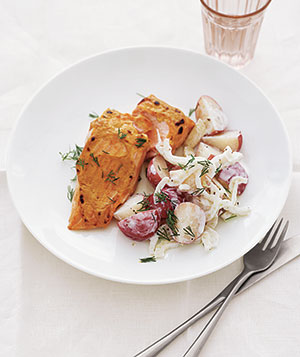 Mustard Salmon With New Potato Salad Recipe Mustard Salmon With New Potato Salad Recipe