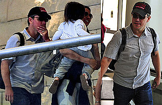 Pictures of Matt and Luciana Damon Leaving LAX With Their Children