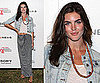 Hilary Rhoda Wearing Striped Maxiskirt and Acid Wash Denim Jacket 2010-07-12 10:00:22