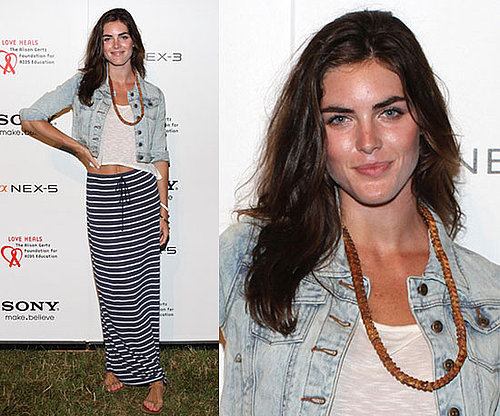 Hilary Rhoda Wearing Striped Maxiskirt and Acid Wash Denim Jacket 2010-07-12 10:00:22