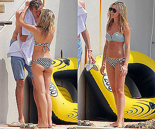Photos of Abigail Clancy in Nautical Striped Bikini on Holiday with Peter Crouch