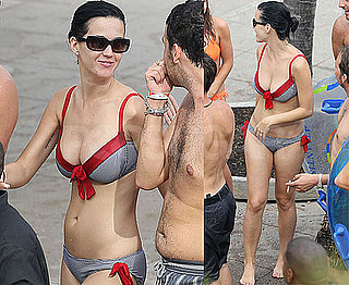Pictures of Katy Perry in a White, Black and Red Bikini in the Bahamas With Friends After Shooting "Teenage Dream" Video