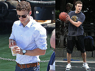 Pictures of Justin Timberlake and Woody Harrelson Filming Friends With Benefits