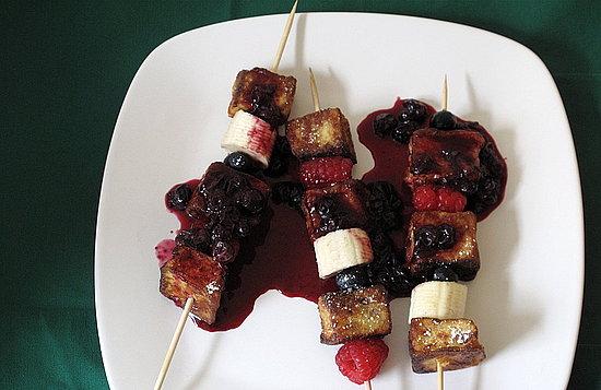 French Toast Skewers With Blueberry Sauce