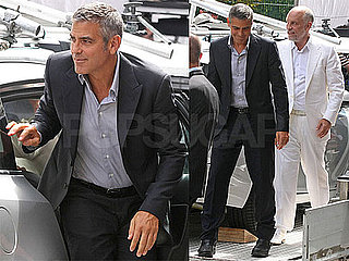 Pictures of George Clooney and John Malkovich Shooting a Nespresso Commercial in Italy