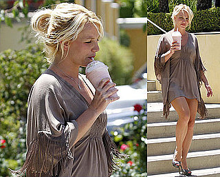 Pictures Of Britney Spears In A Mini Dress Getting a Smoothie