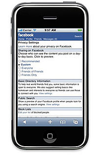 Facebook Privacy Controls on Mobile Website