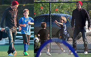 Pictures of David Beckham Playing Soccer With Cruz, Romeo and Brooklyn in LA