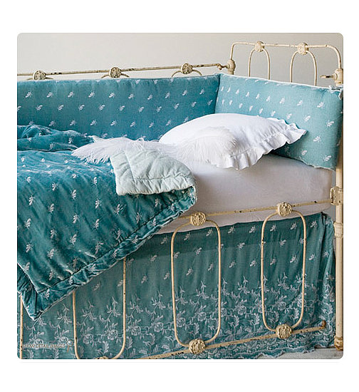Aqua Silk Velvet Embroidered Bedding