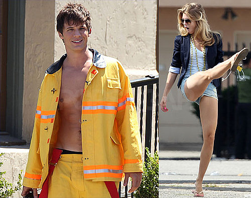 Matt Lanter Shows Off His Firefighter Abs and AnnaLynne McCord Gets Her Kicks in Short Shorts on the 90210 Set
