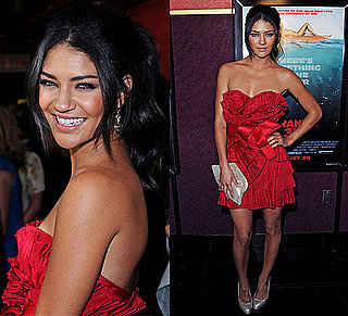Photos of Jessica Szohr Wearing Red Notte by Marchesa Dress at Piranha 3D Premiere in LA