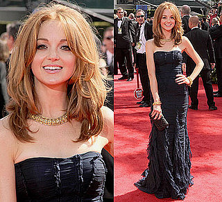 Jayma Mays Wears Burberry and Jimmy Choo to 2010 Primetime Emmy Awards